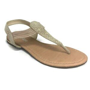 Bella Marie Womens Size 6 ANNA Slip On Beach Rhinestone Gladiator Sandals Beige